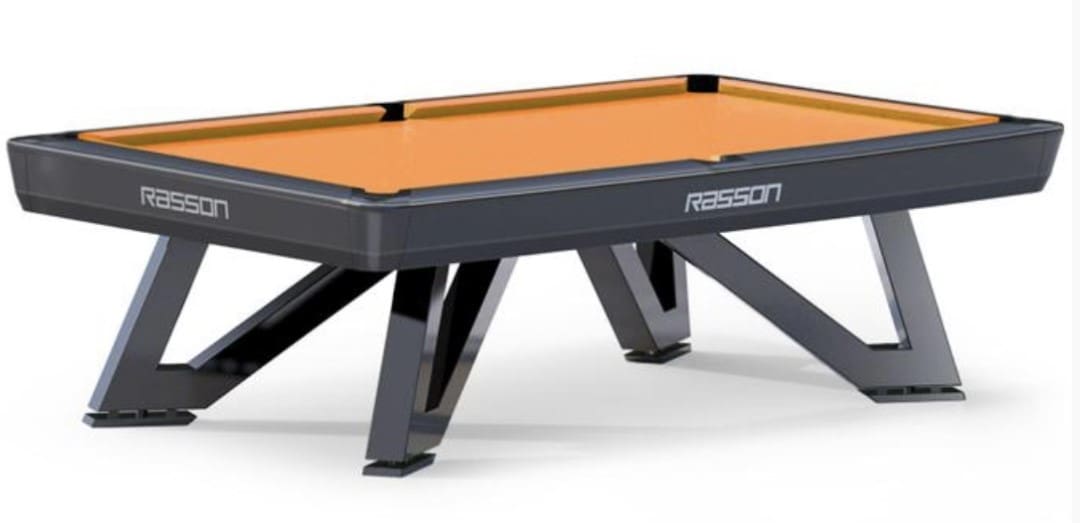 Bold Black Pool Table With Orange Felt Minimalist Modern Design
